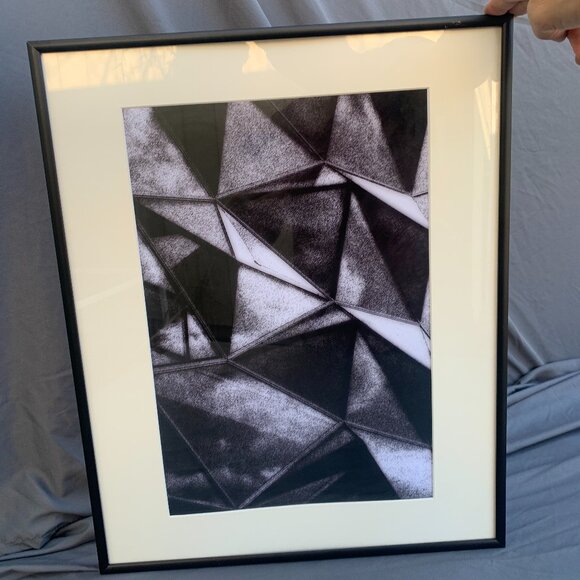 ARTABSTRACT PHOTOGRAPHY PRINT framed & matted TRIANGULATION #056 BLACK & WHITE